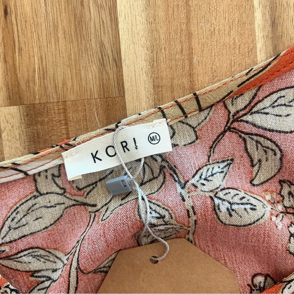 Kori Women’s Burnt Orange Floral Spaghetti Strap Maxi Dress Boho